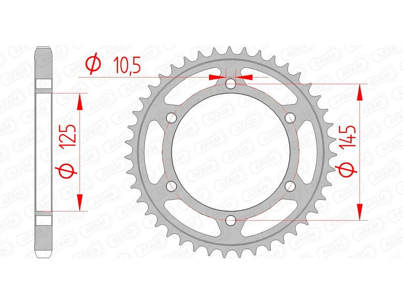 AFAM Rear Sprocket Steel 525 Standard - 12603