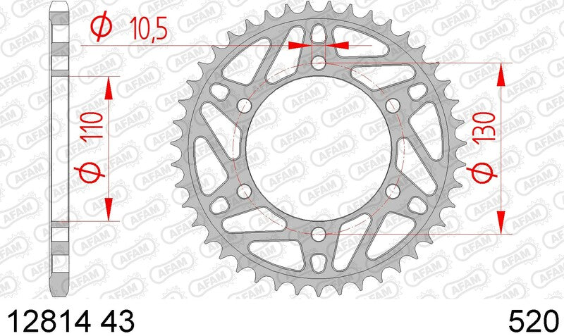AFAM Rear Sprocket Steel 520 Standard - 12814