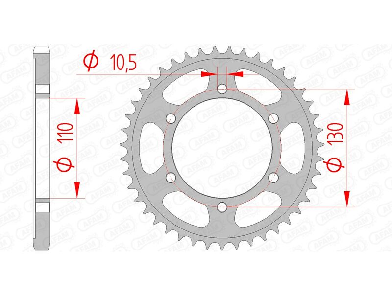 AFAM Rear Sprocket Steel 525 Standard - 12815