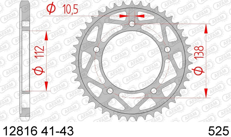 AFAM Steel Rear Sprocket 525 Standard - 12816