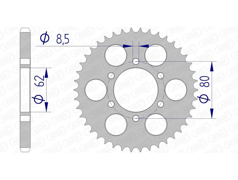 AFAM Rear Sprocket Aluminium 428 Hard Anodized - 13208