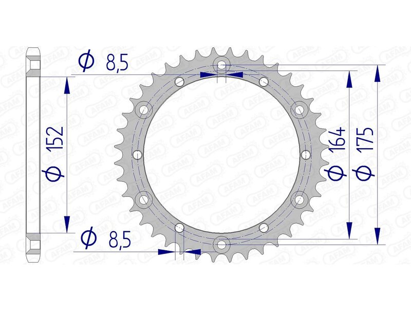 AFAM Rear Sprocket Aluminum 520 Hard Anodized - 13500