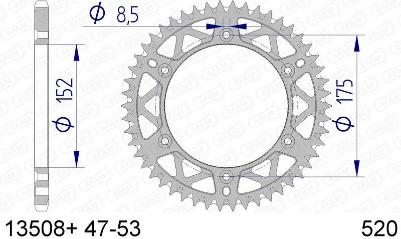 AFAM Rear Sprocket Aluminium 520 Self-Cleaning - 13508