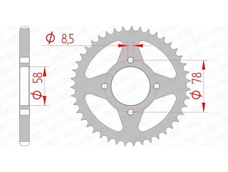 AFAM Steel Rear Sprocket 428 Standard - 14201