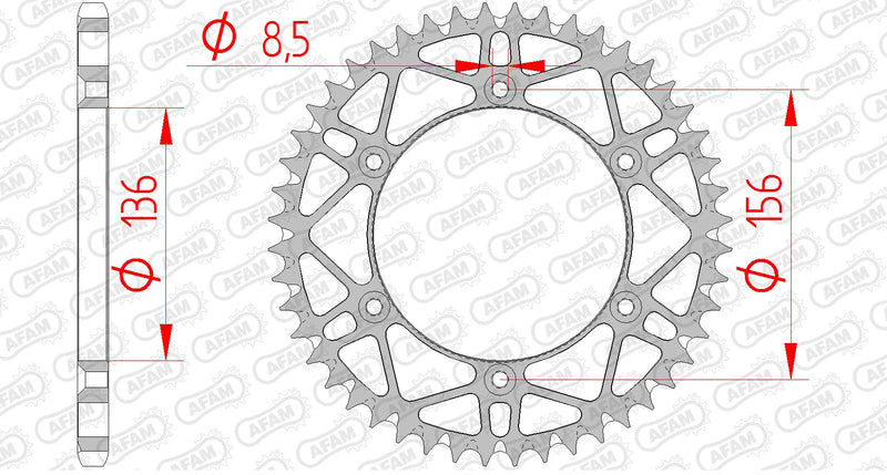 AFAM Rear Sprocket Steel 520 Self-cleaning - 14206