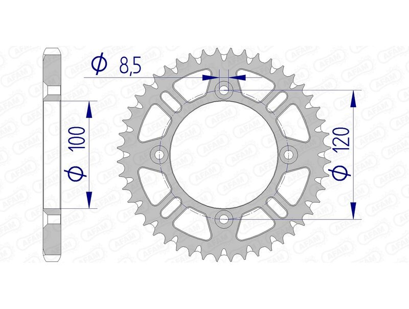 AFAM Rear Sprocket Aluminum 428 Self-Cleaning - 15104