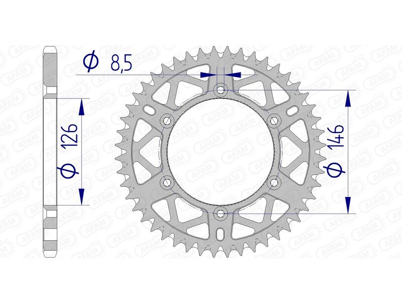 AFAM Rear Sprocket Aluminium 520 Self-Cleaning - 15203