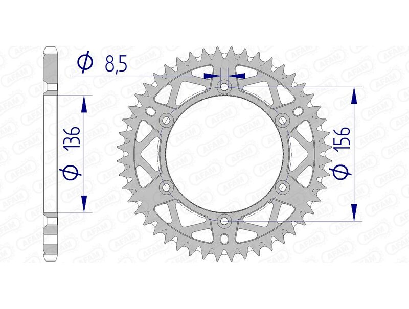 AFAM Rear Sprocket Aluminum 520 Self-Cleaning - 15206