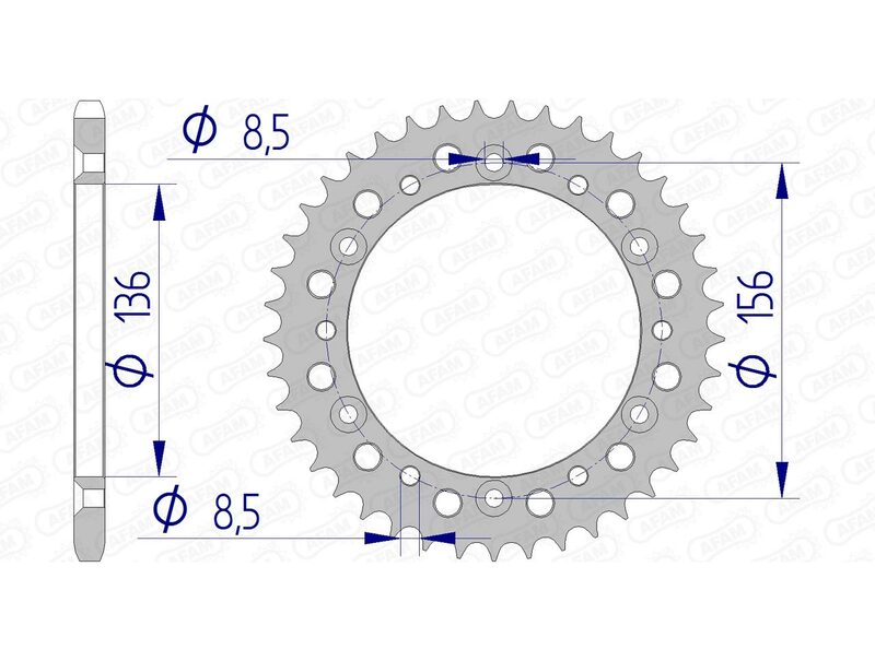 AFAM Rear Sprocket Aluminium 520 Hard Anodised - 15303