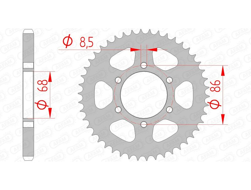 AFAM Rear Sprocket Steel 428 Standard - 16201