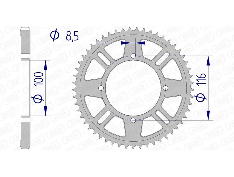 AFAM Rear Sprocket Aluminum 428 Hard Anodized - 17105