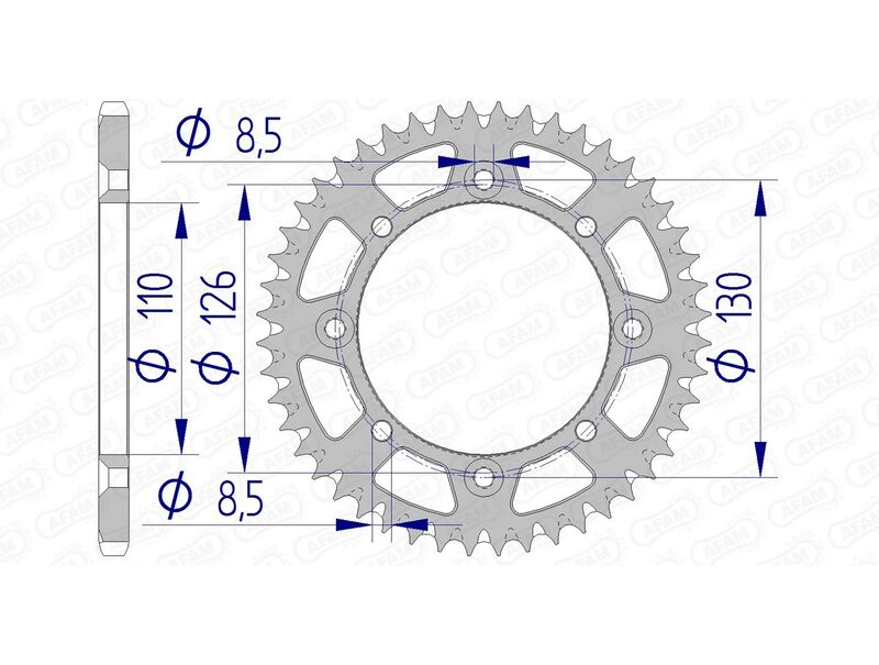 AFAM Rear Sprocket Aluminum 420 Self-Cleaning - 17107
