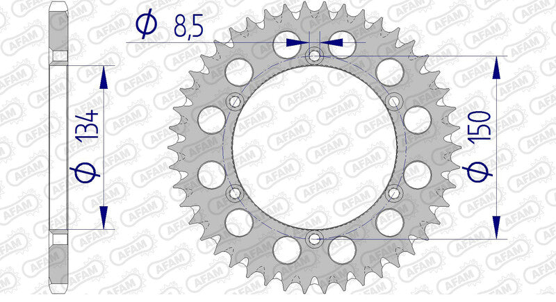 AFAM Rear Sprocket Aluminium 520 Self-Cleaning - 17206