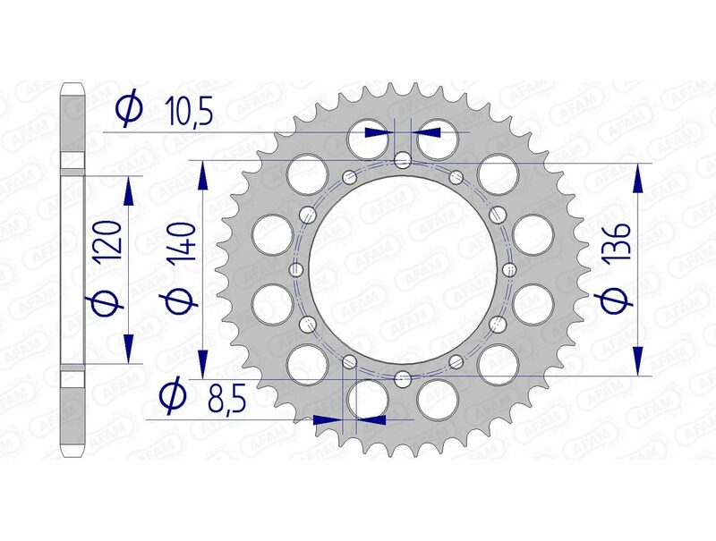 AFAM Rear Sprocket Aluminium 520 Hard Anodized - 17404