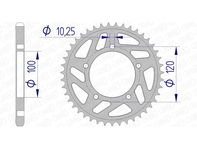 AFAM Achtertandwiel Aluminium 525 Hard geanodiseerd - 36802