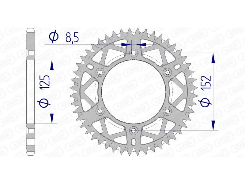 AFAM Achtertandwiel Aluminium 520 Zelfreinigend - 39300