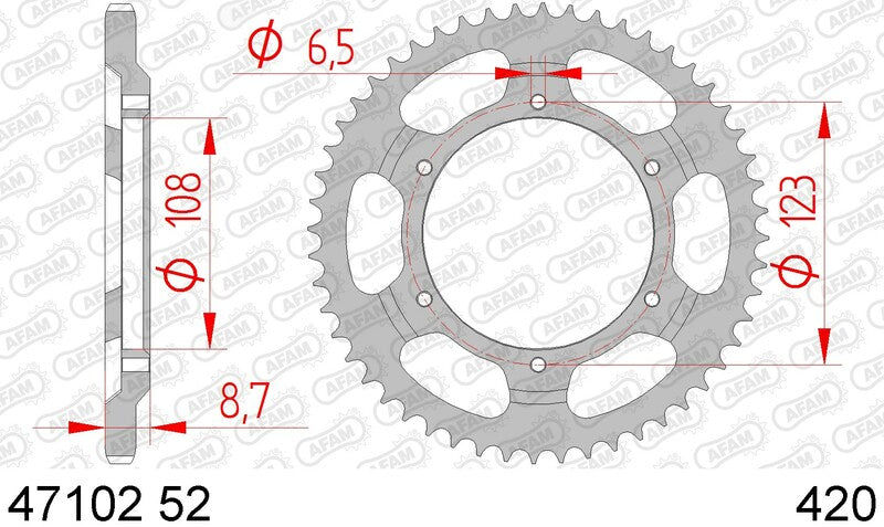 AFAM Achtertandwiel Staal 420 Standaard - 47102