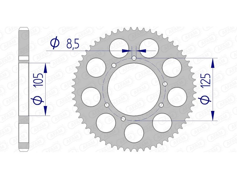 AFAM Achtertandwiel Aluminium 428 Hard geanodiseerd - 48200