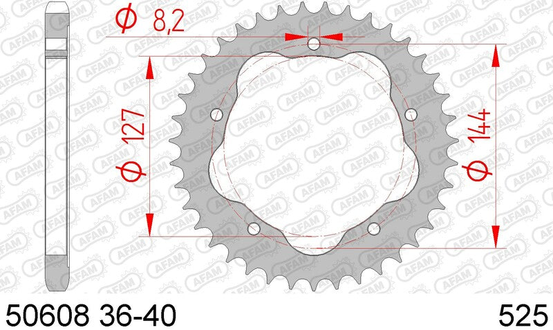 AFAM Achtertandwiel Staal 525 Standaard - 50608K