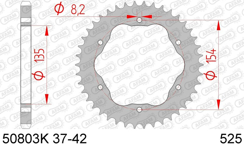 AFAM Achtertandwiel Staal 525 Standaard - 50803K