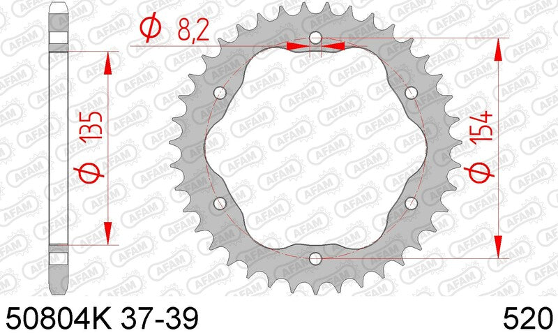 AFAM Achtertandwiel Staal 520 Standaard - 50804K