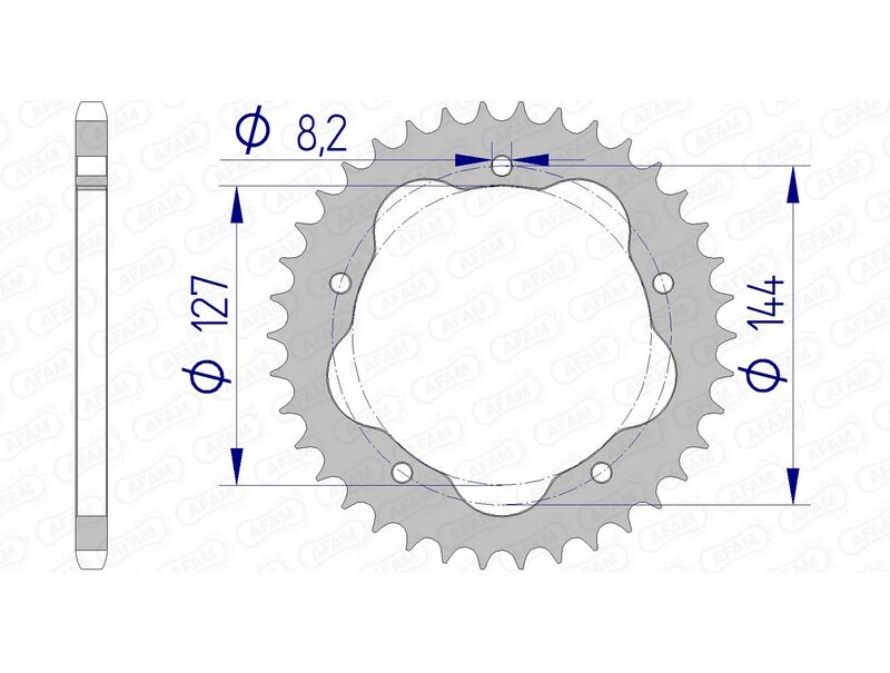 AFAM Achtertandwiel Aluminium 520 Hard geanodiseerd - 51607