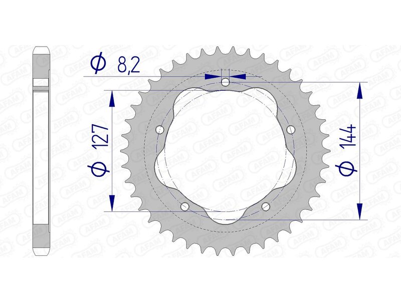 AFAM Achtertandwiel Aluminium 525 Hard geanodiseerd - 51608