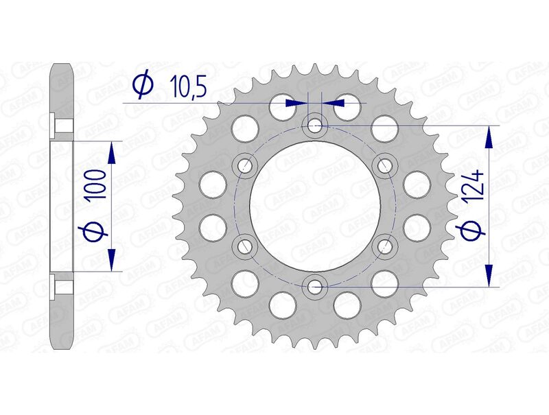 AFAM Achtertandwiel Aluminium 525 Hard geanodiseerd - 51609
