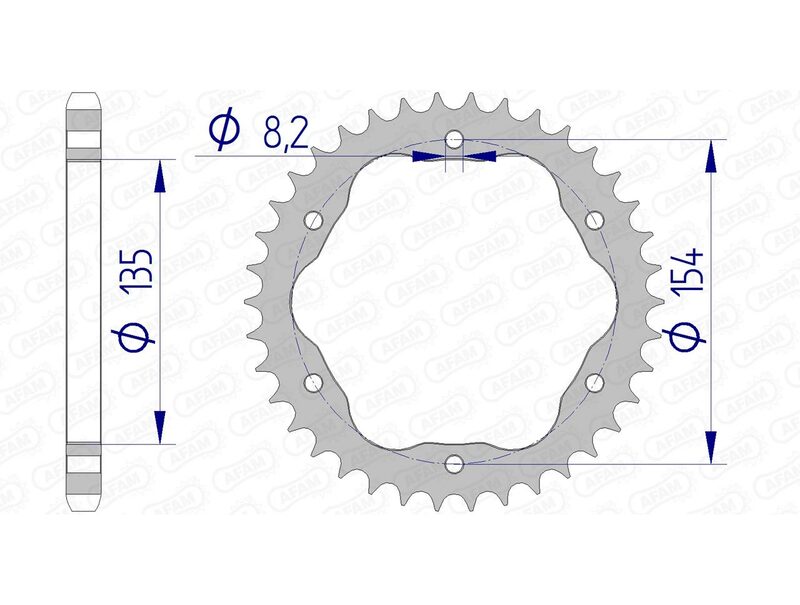 AFAM Achtertandwiel Aluminium 525 Hard geanodiseerd - 51803