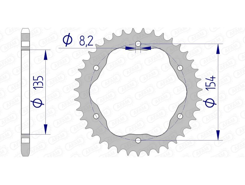 AFAM Achtertandwiel Aluminium 520 Hard geanodiseerd - 51804