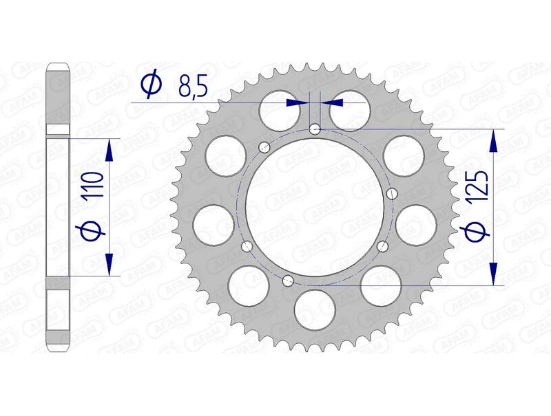 AFAM Achtertandwiel Aluminium 428 Hard geanodiseerd - 60104
