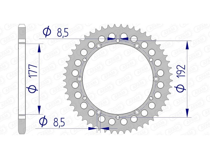 AFAM Achtertandwiel Aluminium 520 Hard geanodiseerd - 63300