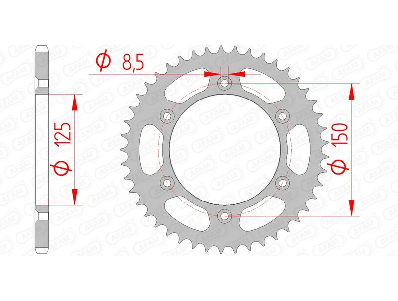 AFAM Achtertandwiel Staal 520 Standaard - 71304