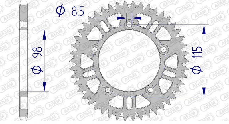 AFAM Achtertandwiel Aluminium 420 Zelfreinigend - 72101