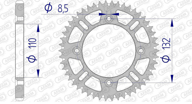 AFAM Achtertandwiel Aluminium 428 Zelfreinigend - 72102