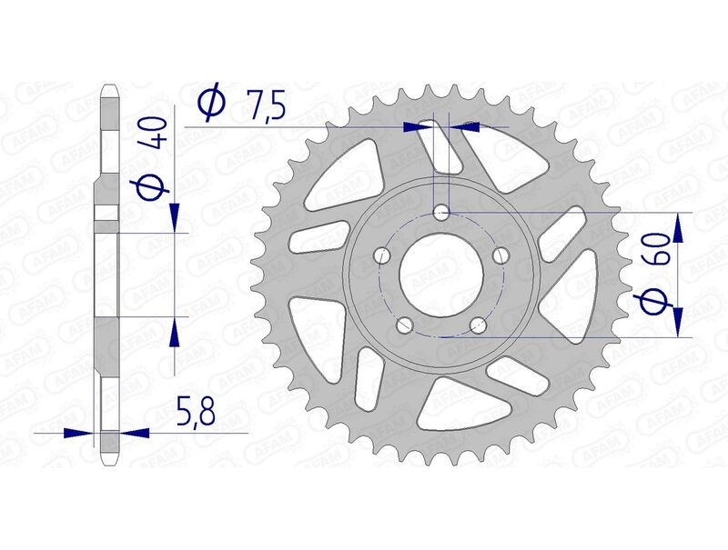 AFAM Achtertandwiel Aluminium 415 - 72103