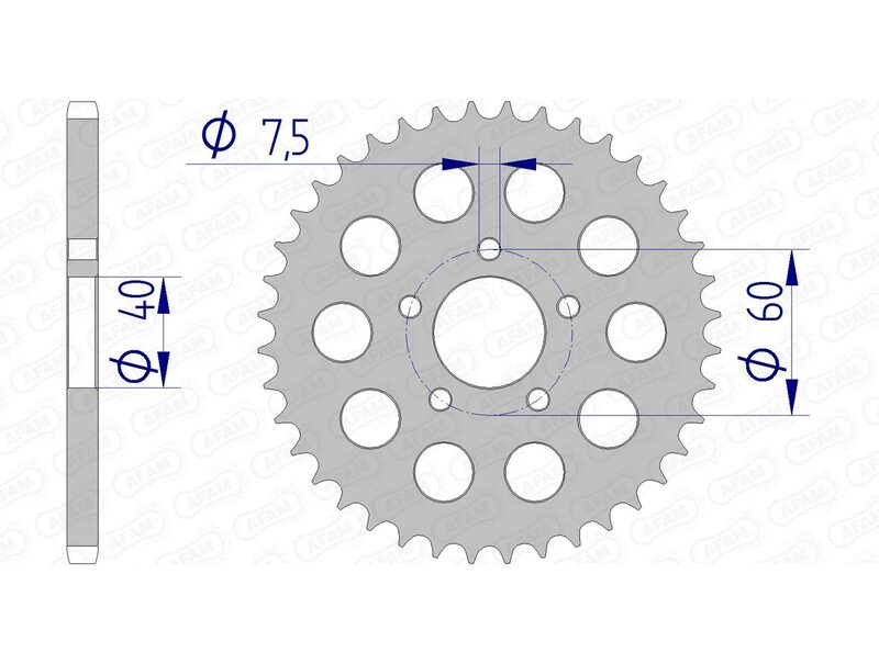 AFAM Achtertandwiel Aluminium 415 Hard geanodiseerd - 72105