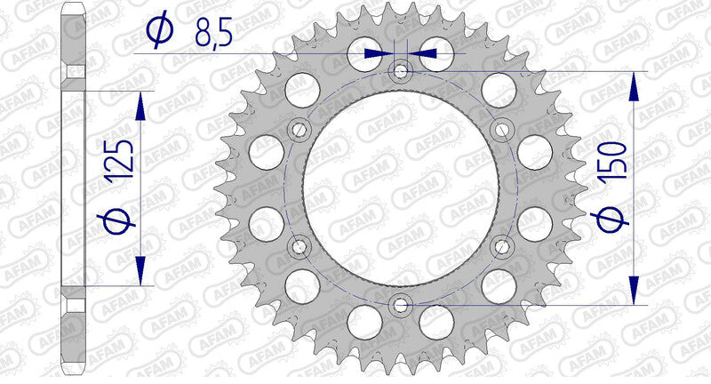 AFAM Achtertandwiel Aluminium 520 Zelfreinigend - 72304
