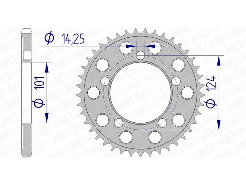 AFAM Achtertandwiel Aluminium 525 Hard geanodiseerd - 72801
