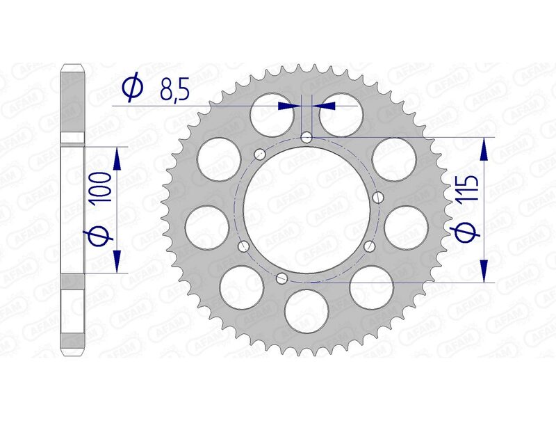 AFAM Achtertandwiel Aluminium 428 Hard geanodiseerd - 93117