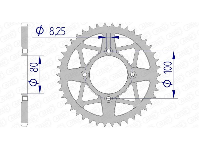 AFAM Achtertandwiel Aluminium 520 Hard geanodiseerd - 93320