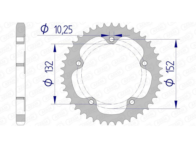 AFAM Achtertandwiel Aluminium 525 Hard geanodiseerd - 93836