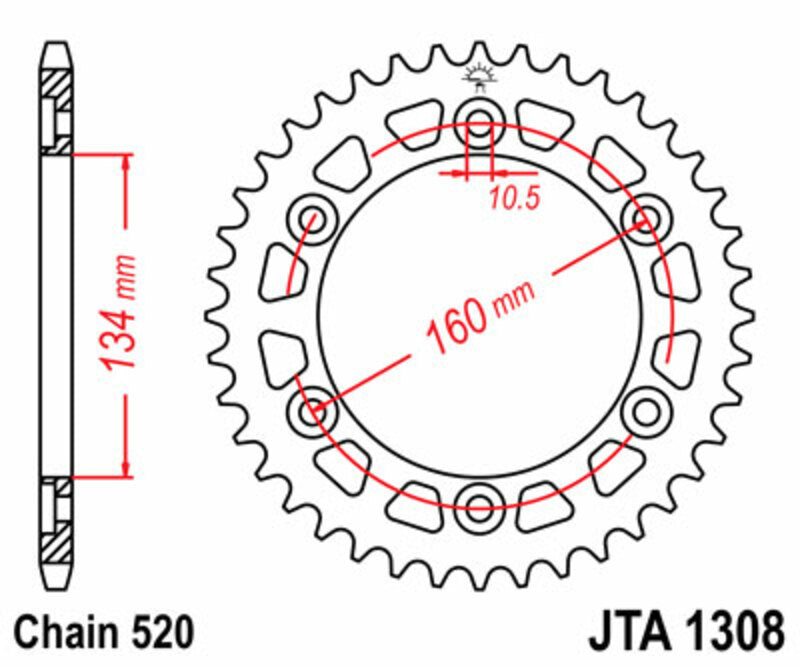 JT Sprockets Black Rear Sprocket JTA1308 - 520