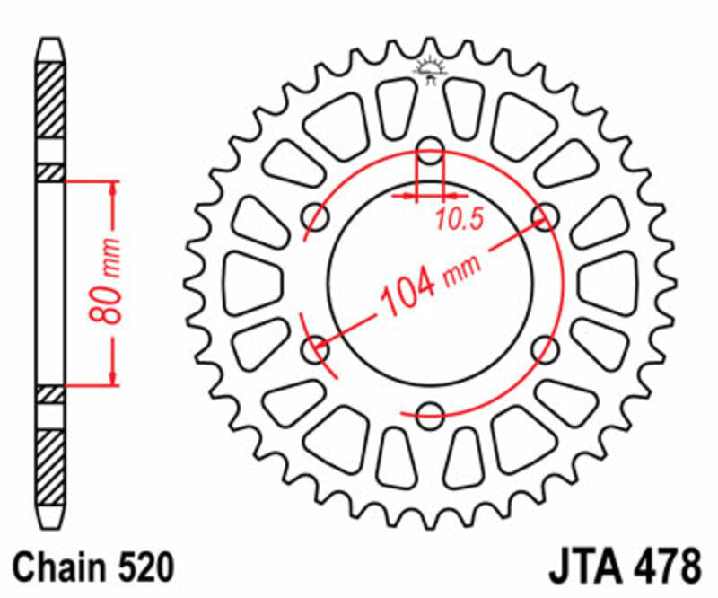 JT Sprockets Black Rear Sprocket JTA478 - 520
