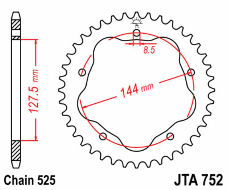 JT Sprockets Alu Ultra-Light Rear Sprocket JTA752 - 525