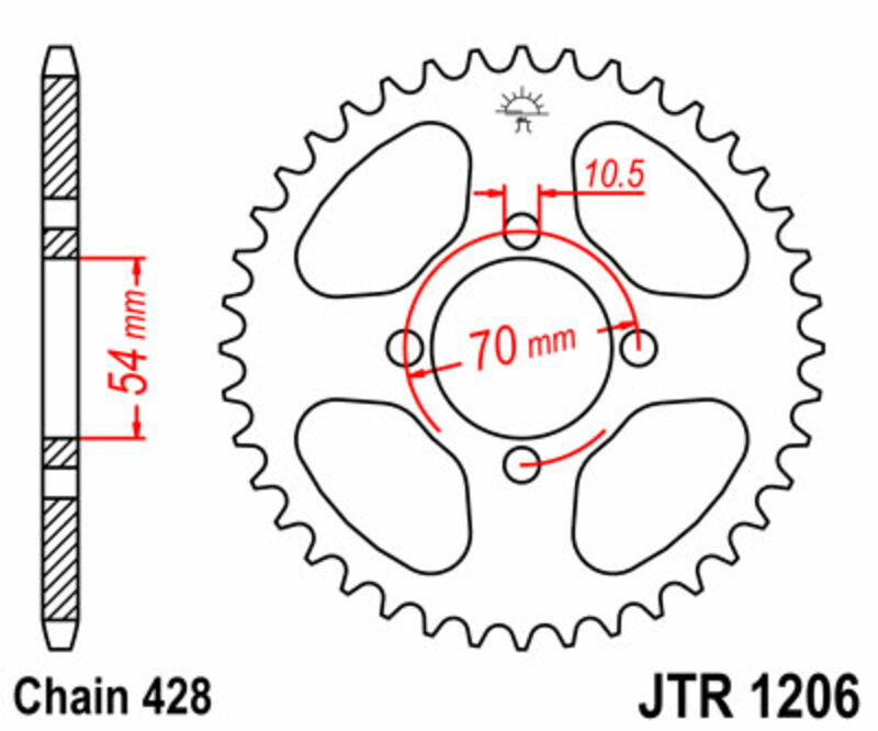 JT Sprockets Steel Rear Sprocket JTR1206 - 428