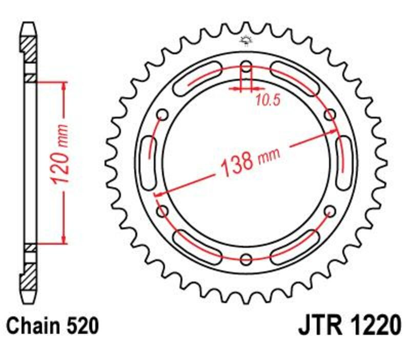 JT Sprockets Steel Rear Sprocket JTR1220 - 520