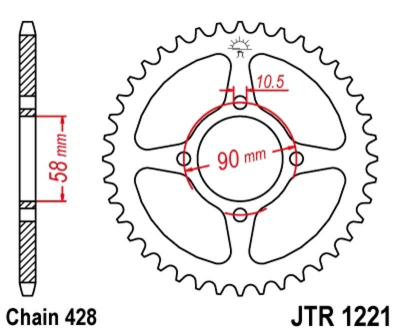 JT Sprockets Steel Rear Sprocket JTR1221 - 428