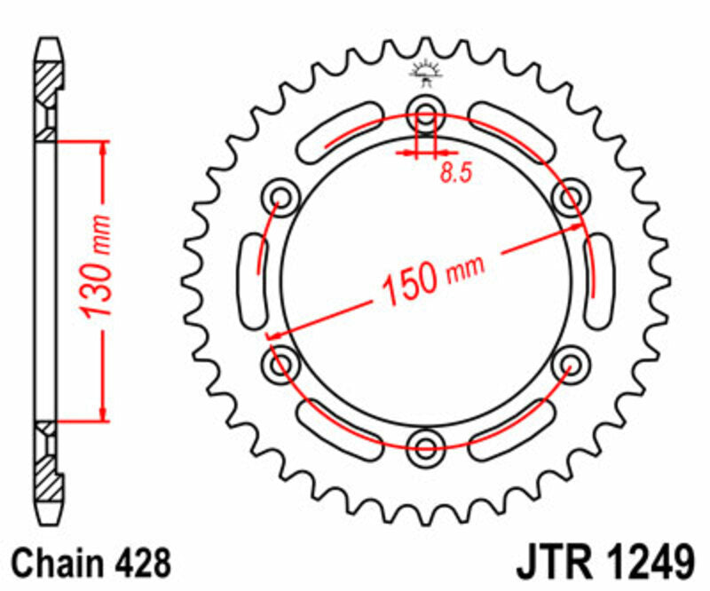 JT Sprockets Steel Rear Sprocket JTR1249 - 428