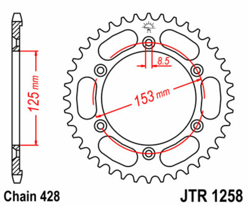 JT Sprockets Steel Rear Sprocket JTR1258 - 428